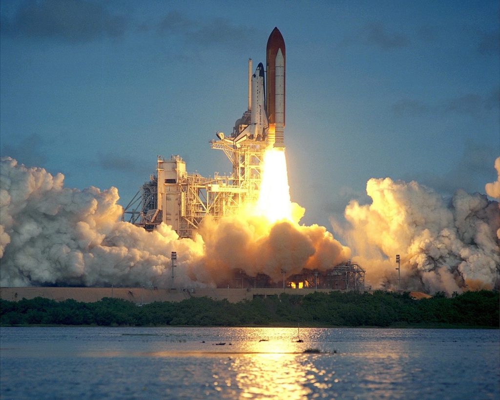 atlantis space shuttle, launch, reflection